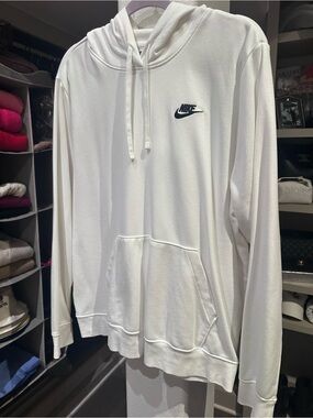 Nike White Hoodie with Black Swoosh Tag